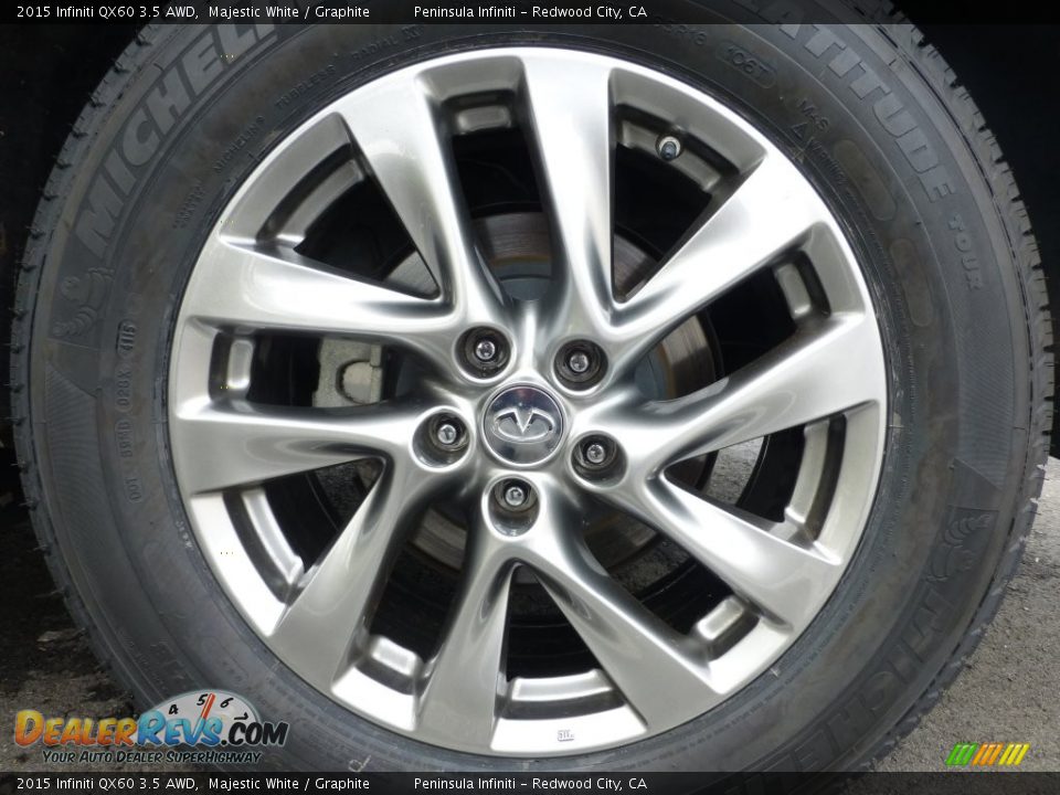 2015 Infiniti QX60 3.5 AWD Majestic White / Graphite Photo #30