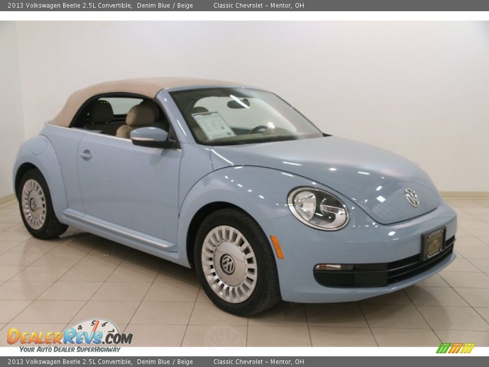 2013 Volkswagen Beetle 2.5L Convertible Denim Blue / Beige Photo #2