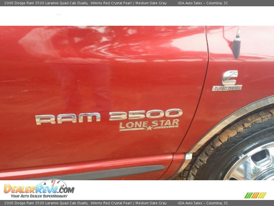 2006 Dodge Ram 3500 Laramie Quad Cab Dually Inferno Red Crystal Pearl / Medium Slate Gray Photo #12