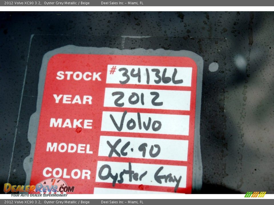 2012 Volvo XC90 3.2 Oyster Grey Metallic / Beige Photo #20