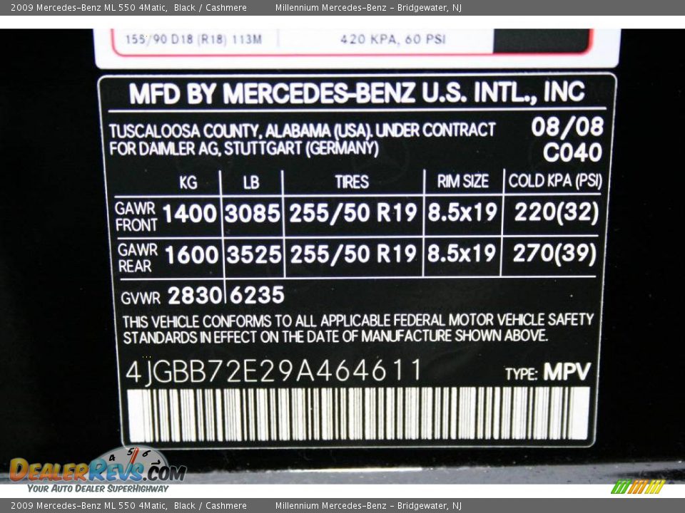 2009 Mercedes-Benz ML 550 4Matic Black / Cashmere Photo #25