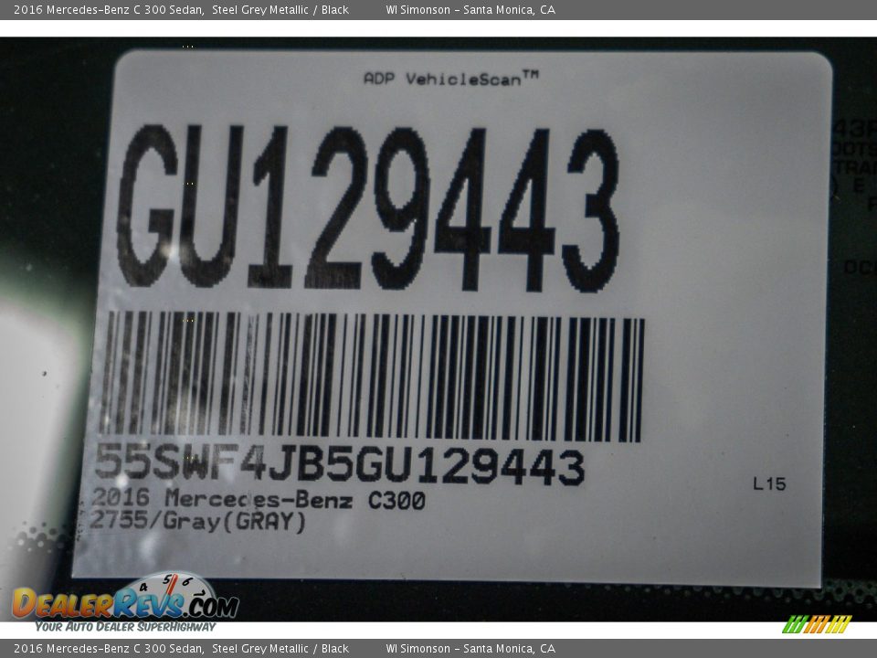 2016 Mercedes-Benz C 300 Sedan Steel Grey Metallic / Black Photo #8