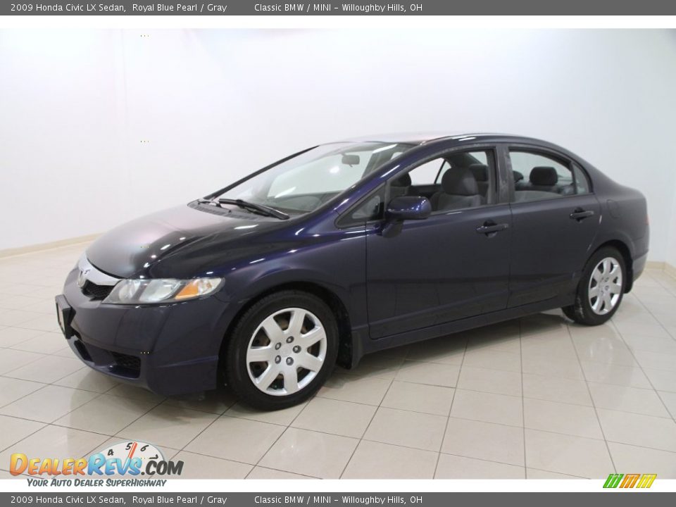 2009 Honda Civic LX Sedan Royal Blue Pearl / Gray Photo #3