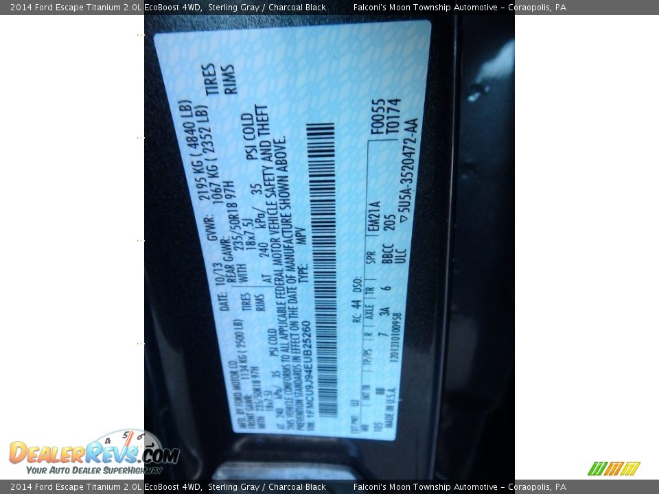 2014 Ford Escape Titanium 2.0L EcoBoost 4WD Sterling Gray / Charcoal Black Photo #23