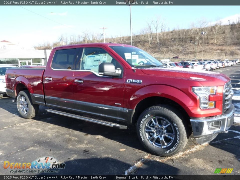 2016 Ford F150 XLT SuperCrew 4x4 Ruby Red / Medium Earth Gray Photo #1