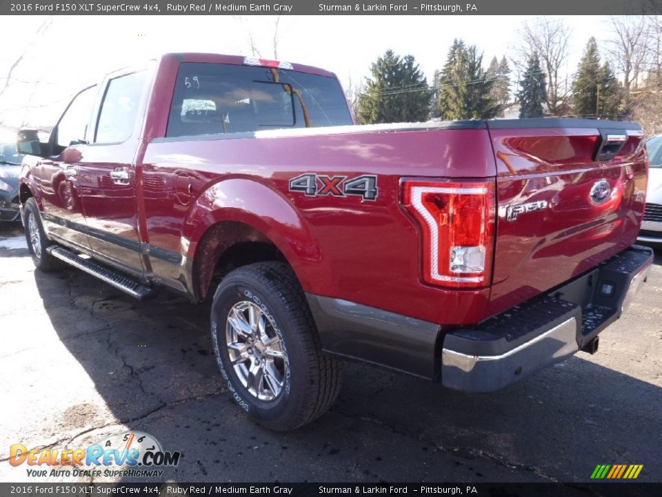 2016 Ford F150 XLT SuperCrew 4x4 Ruby Red / Medium Earth Gray Photo #3