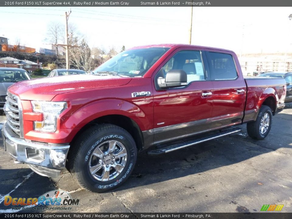 2016 Ford F150 XLT SuperCrew 4x4 Ruby Red / Medium Earth Gray Photo #4
