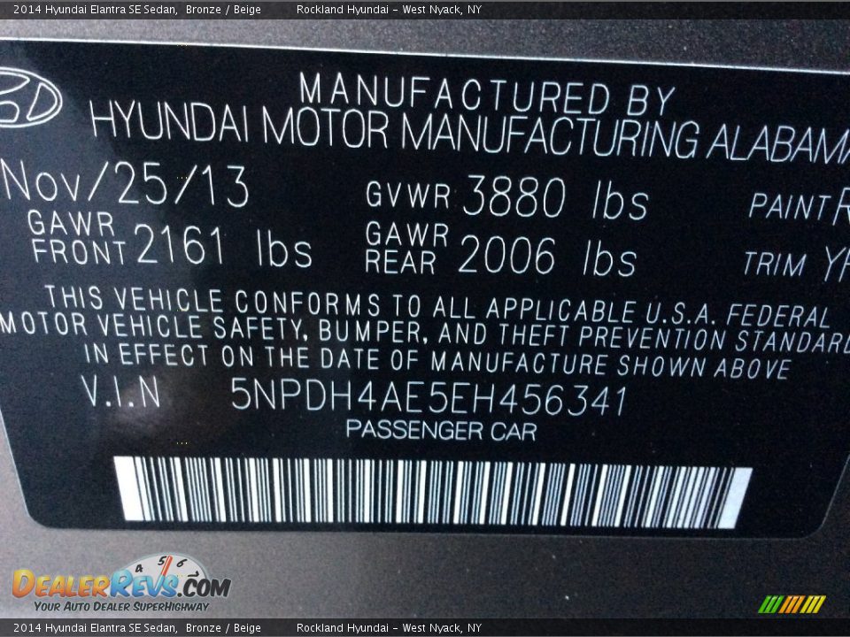 2014 Hyundai Elantra SE Sedan Bronze / Beige Photo #31