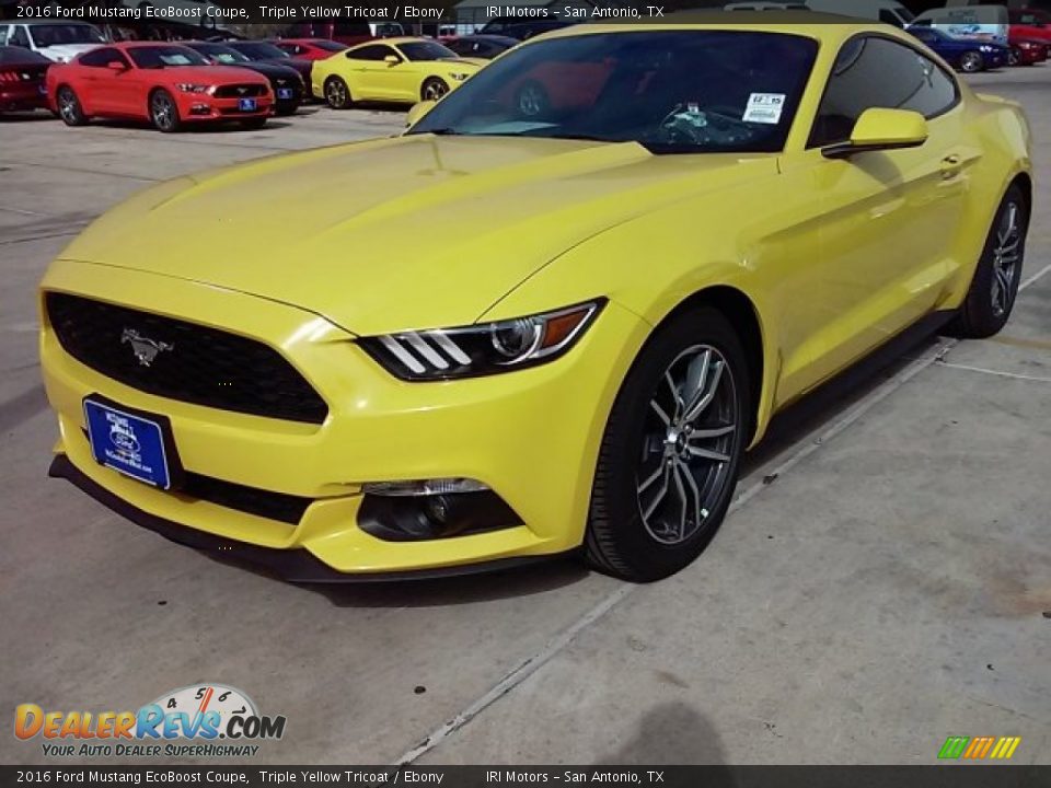 2016 Ford Mustang EcoBoost Coupe Triple Yellow Tricoat / Ebony Photo #7