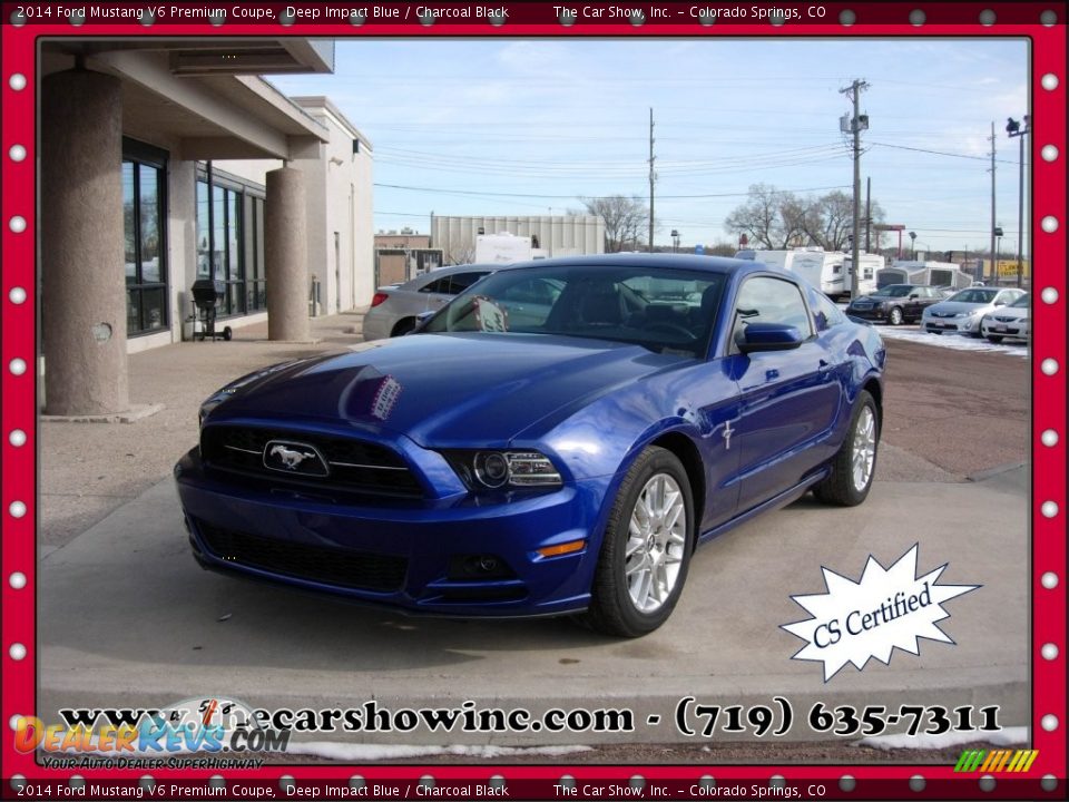 2014 Ford Mustang V6 Premium Coupe Deep Impact Blue / Charcoal Black Photo #1