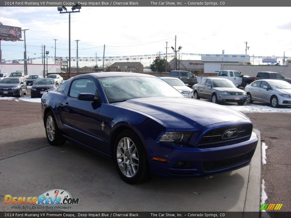 2014 Ford Mustang V6 Premium Coupe Deep Impact Blue / Charcoal Black Photo #7