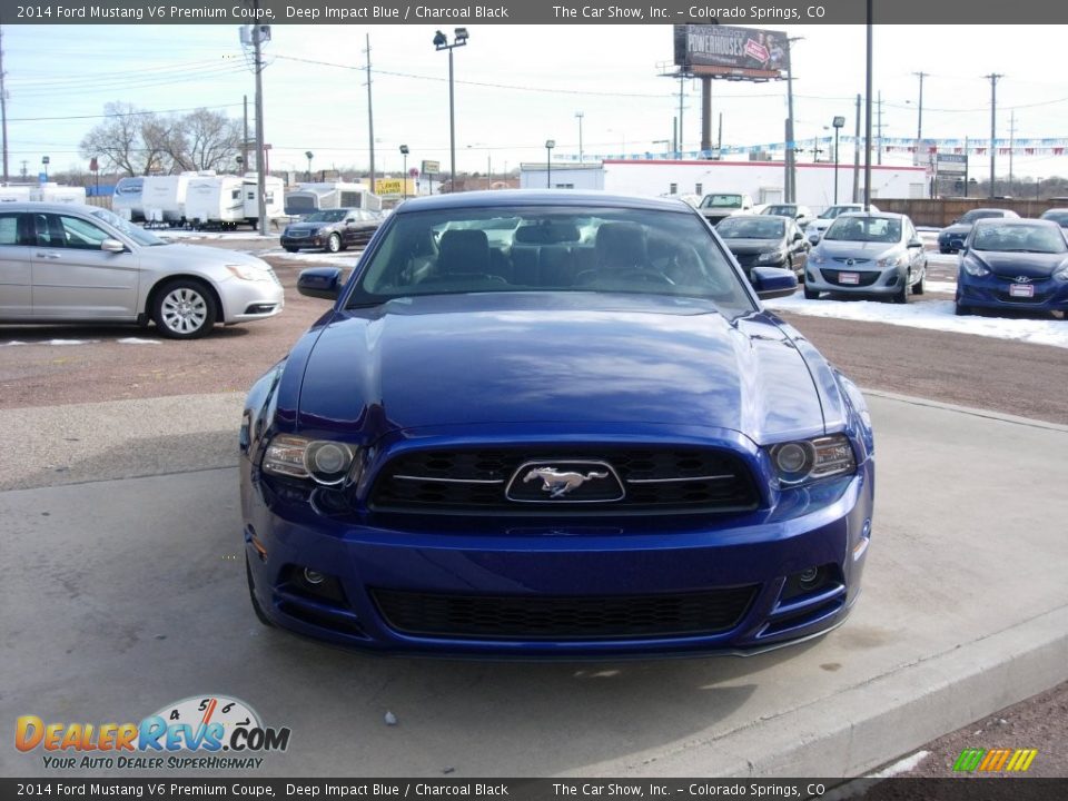 2014 Ford Mustang V6 Premium Coupe Deep Impact Blue / Charcoal Black Photo #8