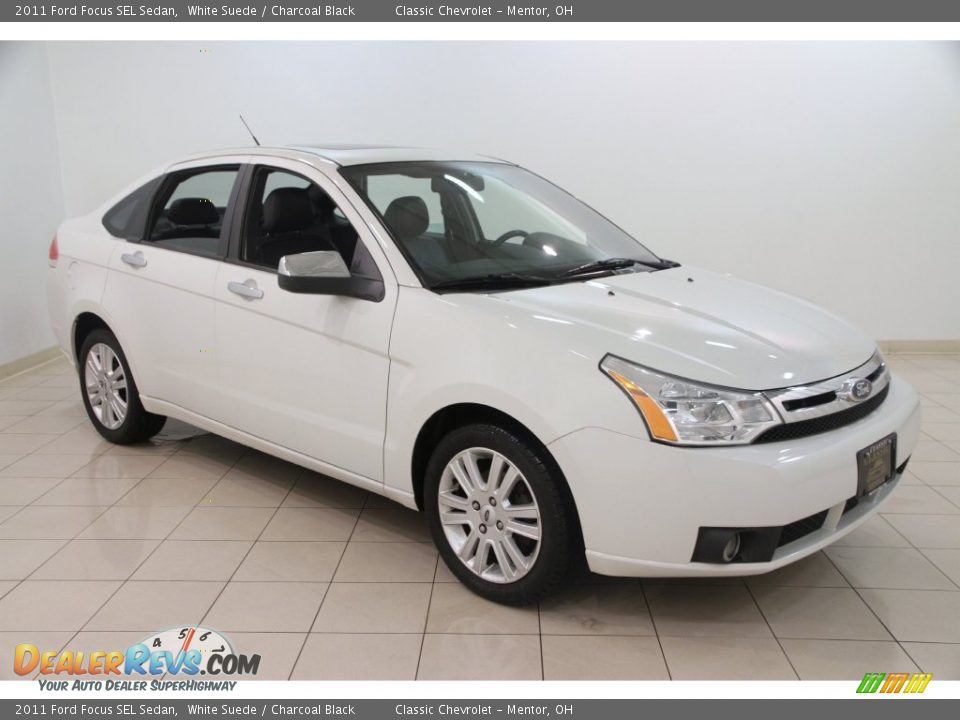 2011 Ford Focus SEL Sedan White Suede / Charcoal Black Photo #1