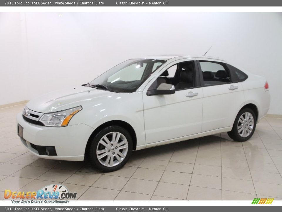 2011 Ford Focus SEL Sedan White Suede / Charcoal Black Photo #3