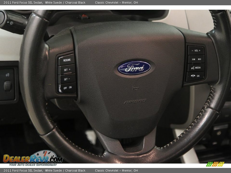 2011 Ford Focus SEL Sedan White Suede / Charcoal Black Photo #6