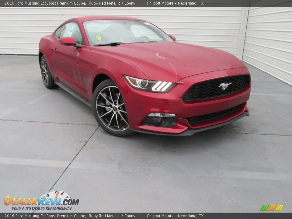 2016 Ford Mustang EcoBoost Premium Coupe Ruby Red Metallic / Ebony Photo #1