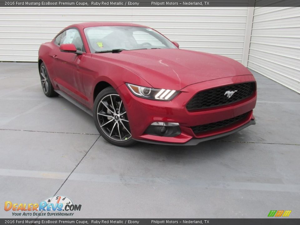 Front 3/4 View of 2016 Ford Mustang EcoBoost Premium Coupe Photo #2