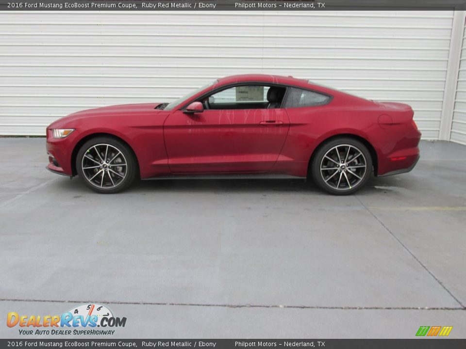 2016 Ford Mustang EcoBoost Premium Coupe Ruby Red Metallic / Ebony Photo #6