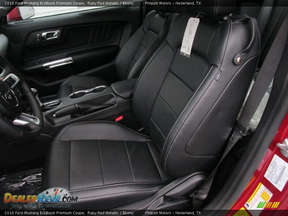 Front Seat of 2016 Ford Mustang EcoBoost Premium Coupe Photo #19