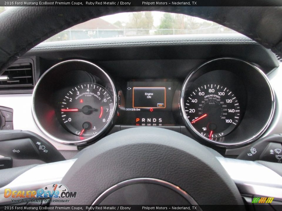 2016 Ford Mustang EcoBoost Premium Coupe Ruby Red Metallic / Ebony Photo #28