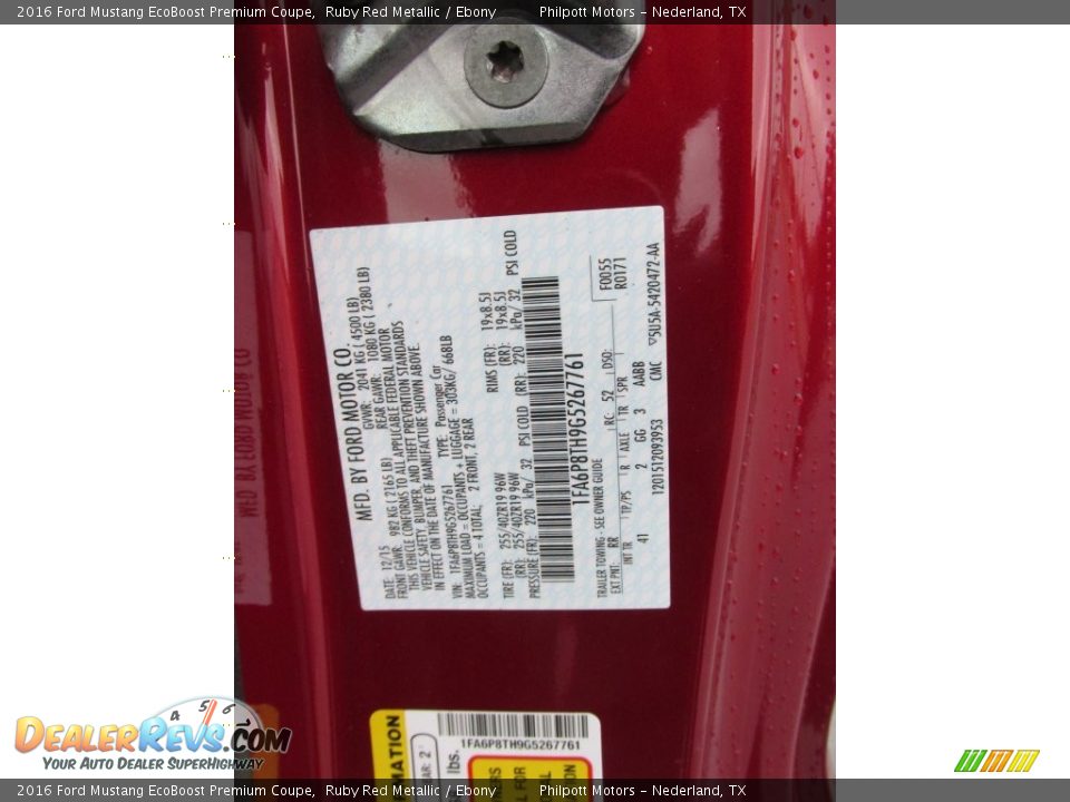 2016 Ford Mustang EcoBoost Premium Coupe Ruby Red Metallic / Ebony Photo #30