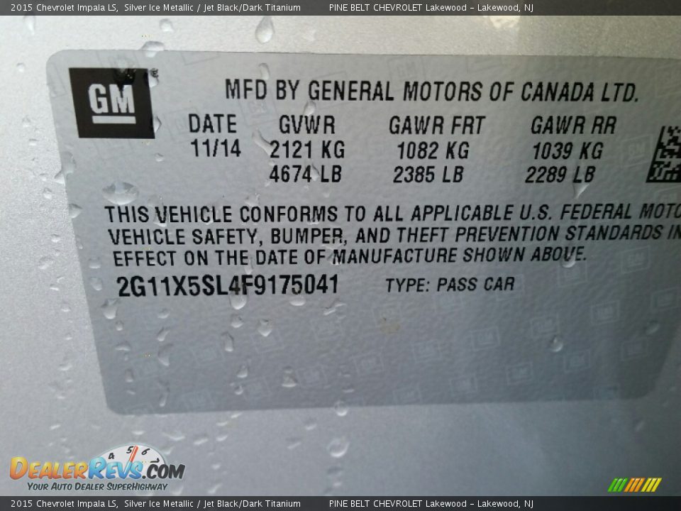 2015 Chevrolet Impala LS Silver Ice Metallic / Jet Black/Dark Titanium Photo #16