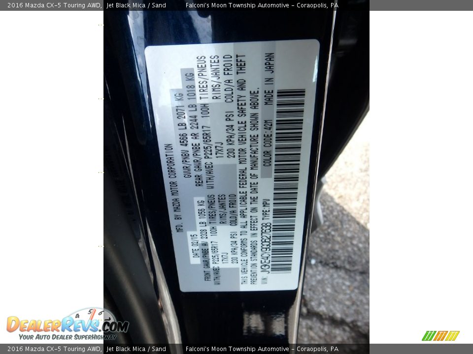 2016 Mazda CX-5 Touring AWD Jet Black Mica / Sand Photo #4