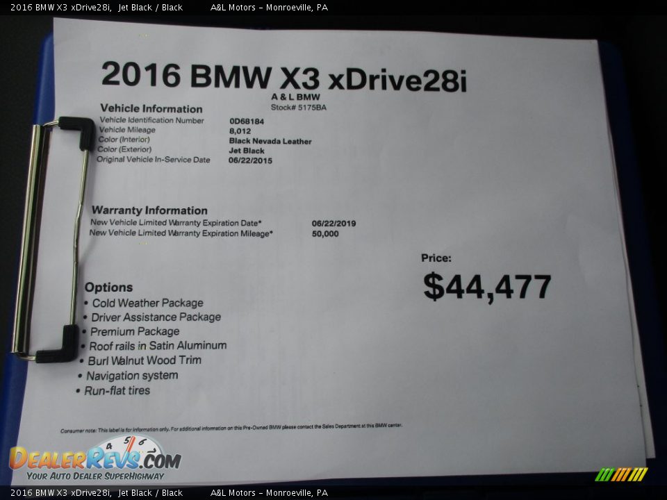 2016 BMW X3 xDrive28i Jet Black / Black Photo #12