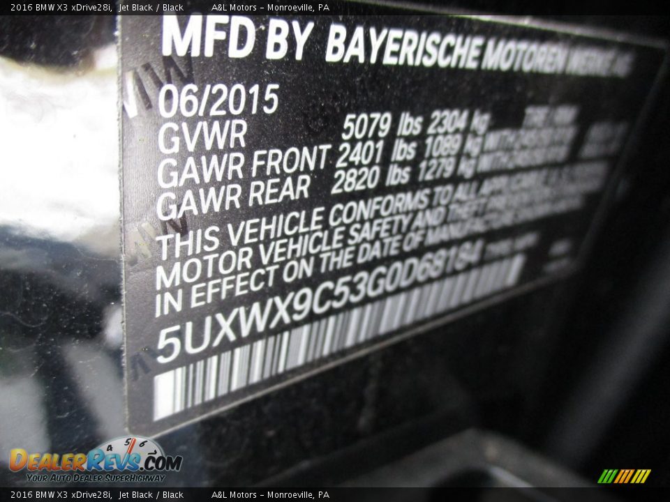 2016 BMW X3 xDrive28i Jet Black / Black Photo #19