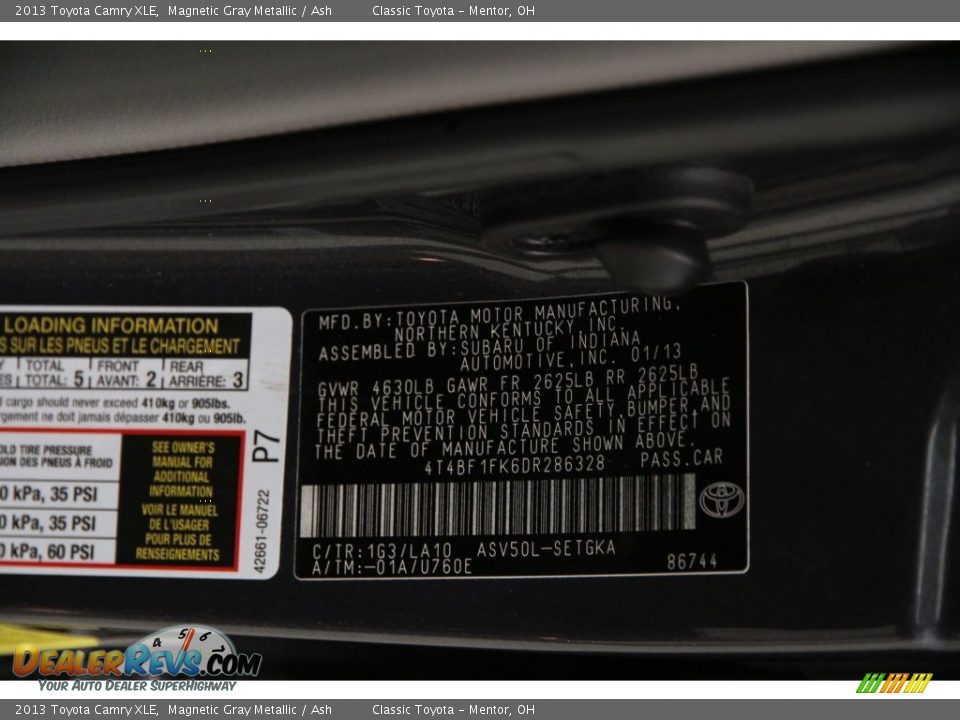 2013 Toyota Camry XLE Magnetic Gray Metallic / Ash Photo #17