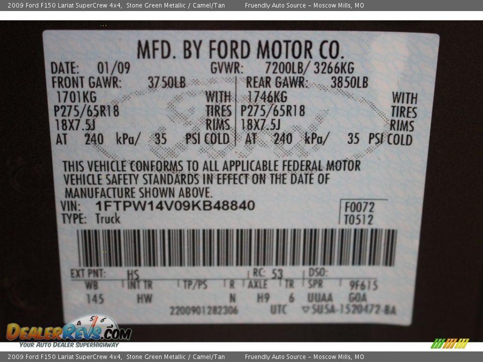 2009 Ford F150 Lariat SuperCrew 4x4 Stone Green Metallic / Camel/Tan Photo #16