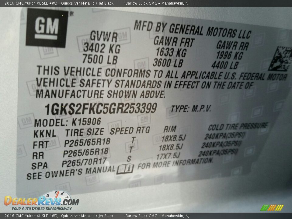 2016 GMC Yukon XL SLE 4WD Quicksilver Metallic / Jet Black Photo #10