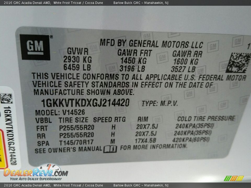 2016 GMC Acadia Denali AWD White Frost Tricoat / Cocoa Dune Photo #10