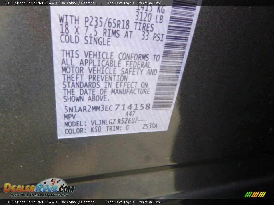 2014 Nissan Pathfinder SL AWD Dark Slate / Charcoal Photo #17