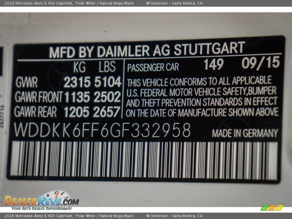 2016 Mercedes-Benz E 400 Cabriolet Polar White / Natural Beige/Black Photo #7