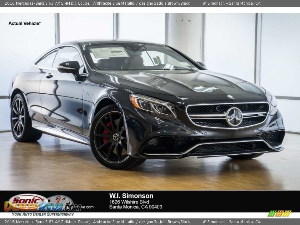 2016 Mercedes-Benz S 63 AMG 4Matic Coupe Anthracite Blue Metallic / designo Saddle Brown/Black Photo #1