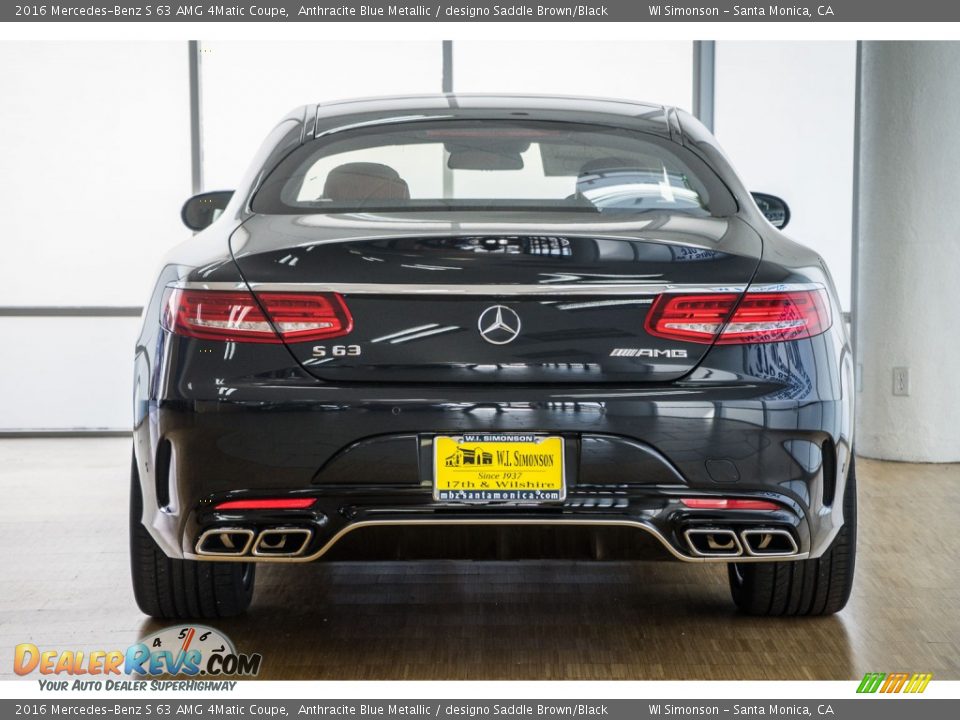2016 Mercedes-Benz S 63 AMG 4Matic Coupe Anthracite Blue Metallic / designo Saddle Brown/Black Photo #4