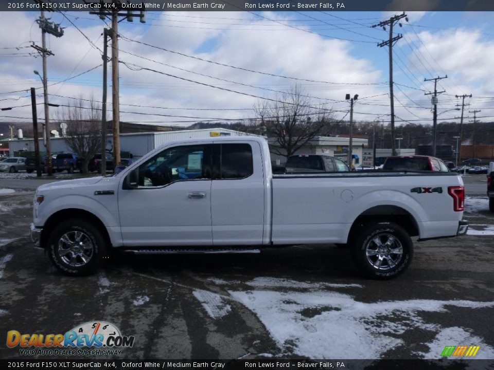 2016 Ford F150 XLT SuperCab 4x4 Oxford White / Medium Earth Gray Photo #5