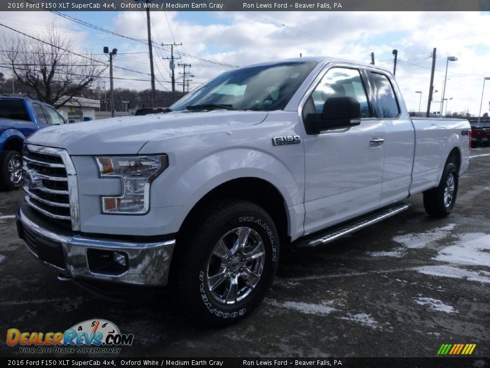 2016 Ford F150 XLT SuperCab 4x4 Oxford White / Medium Earth Gray Photo #6