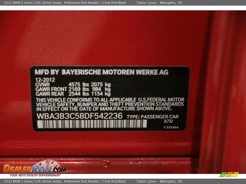 2013 BMW 3 Series 328i xDrive Sedan Melbourne Red Metallic / Coral Red/Black Photo #26