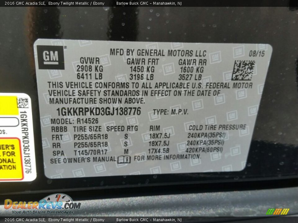 2016 GMC Acadia SLE Ebony Twilight Metallic / Ebony Photo #10
