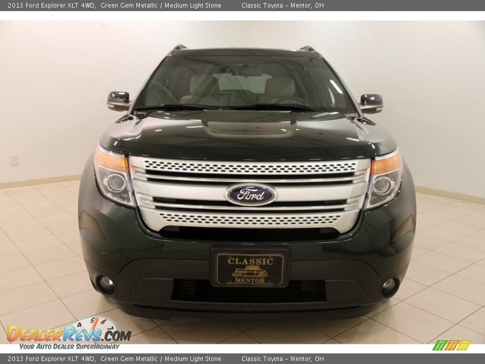 2013 Ford Explorer XLT 4WD Green Gem Metallic / Medium Light Stone Photo #2