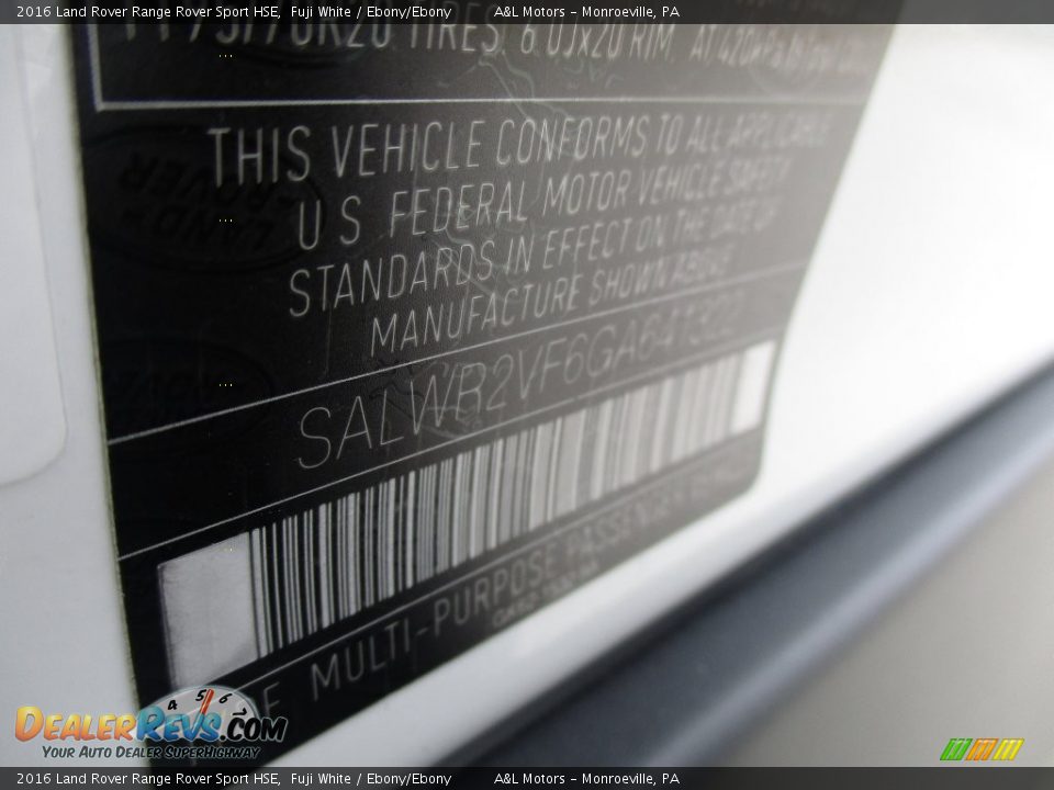 2016 Land Rover Range Rover Sport HSE Fuji White / Ebony/Ebony Photo #19