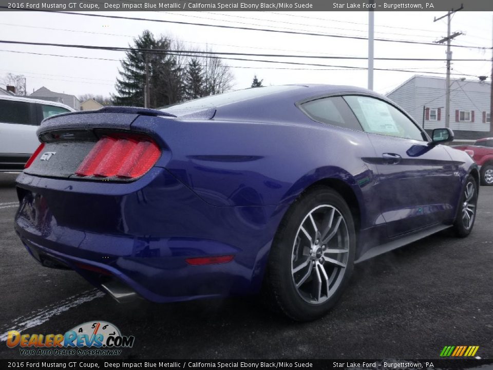 2016 Ford Mustang GT Coupe Deep Impact Blue Metallic / California Special Ebony Black/Miko Suede Photo #5
