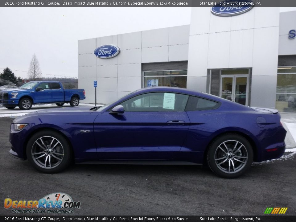 2016 Ford Mustang GT Coupe Deep Impact Blue Metallic / California Special Ebony Black/Miko Suede Photo #8