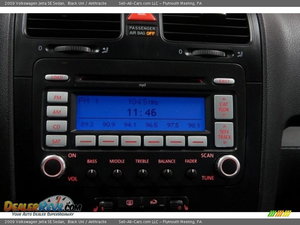 2009 Volkswagen Jetta SE Sedan Black Uni / Anthracite Photo #35