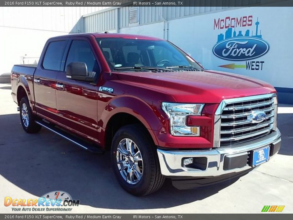 2016 Ford F150 XLT SuperCrew Ruby Red / Medium Earth Gray Photo #1