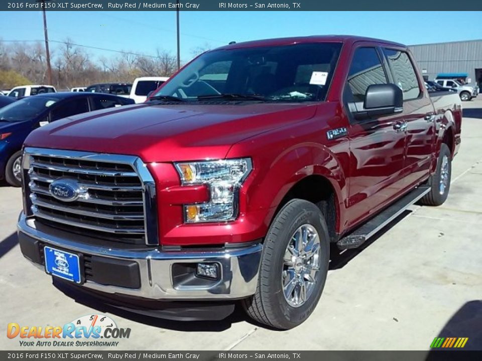 2016 Ford F150 XLT SuperCrew Ruby Red / Medium Earth Gray Photo #8