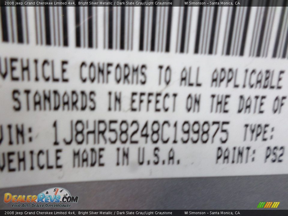 2008 Jeep Grand Cherokee Limited 4x4 Bright Silver Metallic / Dark Slate Gray/Light Graystone Photo #28