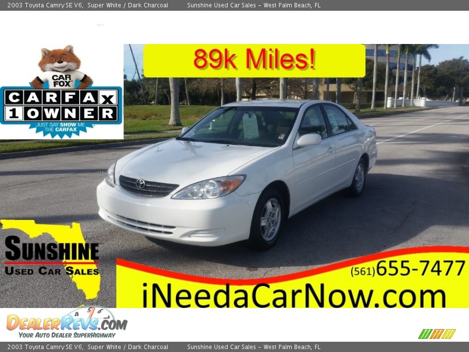 2003 Toyota Camry SE V6 Super White / Dark Charcoal Photo #1